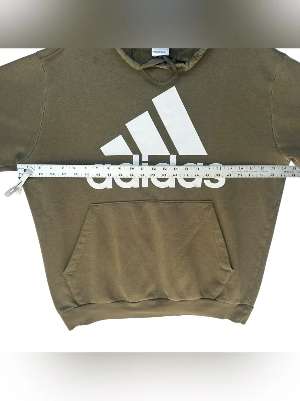 Adidas Essentials Big Logo Pullover Hoodie Olive Green Men’s Large Fleece
